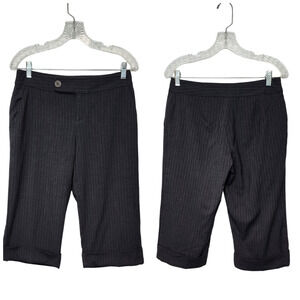 E by Eci Bermuda Cuff Hem Striped Denim Dress Pants Size 4 Color Gray/Blue